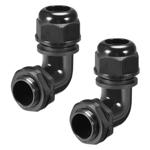 Kabelverschraubung, M25, 90 Grad, wasserdicht, Kunststoff, Nylon, Ellenbogen mit Kontermutter und Dichtungen für Kabeldraht mit 13–18 mm Durchmesser von SENRISE