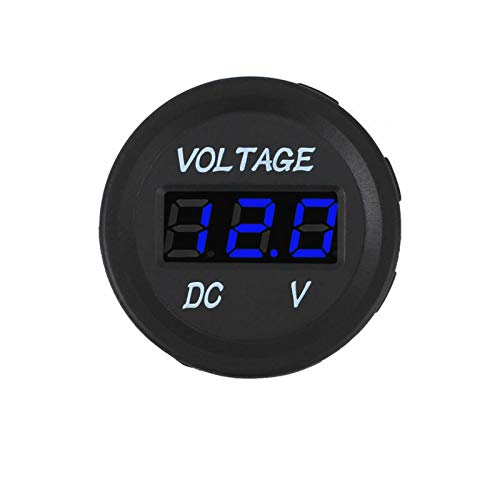 Mini wasserdichtes Voltmeter, DC12V Digitaler Spannungsmesser mit LED-Anzeige für Auto/Motorrad/LKW/Boot/Marine (Blau) von SENRISE