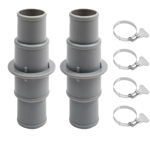 Poolschlauch-Adapter, universal, 3,8 cm oder 3,8 cm Vakuumschlaucharmaturen, gerade Verbindungskupplung mit Klemmen für Poolversorgung, Staubsauger-Filterpumpe, Grau, 2 Stück von SENRISE