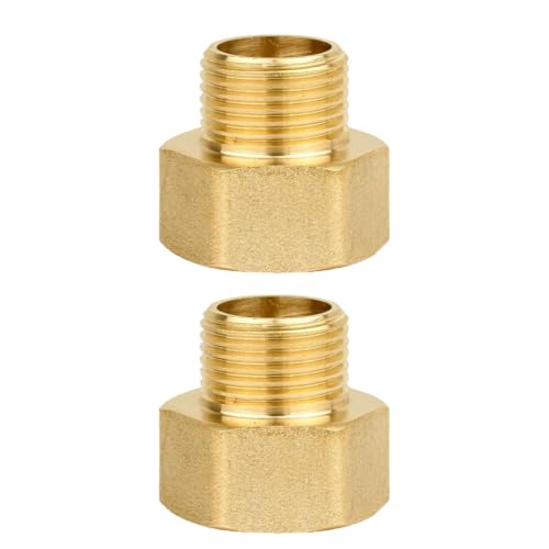 SENRISE Adapter 3/8 Innengewinde auf 3/8 Außengewinde, DN10 Messing Sechskantbuchse Reduzierverbinder Rohrumwandlungsadapter für Wasser Gas (2 Stück) von SENRISE