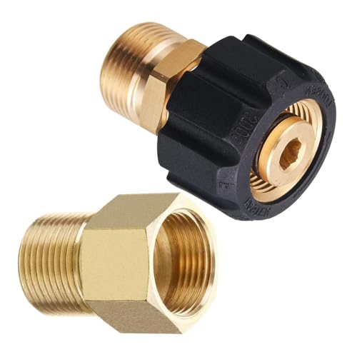 SENRISE Hochdruckreiniger-Adapter-Set M22–15 mm weiblich schwenkbar auf M22–14 mm Stecker mit M22 15 mm Stecker auf Buchse, 5000 PSI von SENRISE