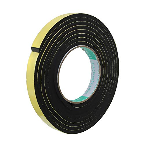 Senrise Schaumstoff-Klebeband, einseitig, Schaumstoffstreifen, selbstklebend, wasserdicht, für Tür- und Fenster-Isolierung, hochdichtes Schaumdichtungsband, 12 mm (B) x 3 mm (T) x 5 m (L) von SagaSave