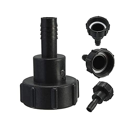 Senrise Tankschlauchadapter aus Kunststoff, IBC, für Gartenschlauch, Armaturen-Werkzeuge, 60-mm-Gewinde-Import auf 20-mm-Anschlussschlauch (1 Stück), schwarz von SENRISE