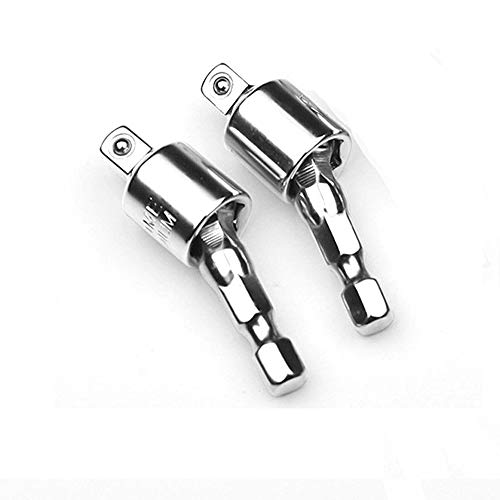 Stecknuss-Adapter für Bohrschrauber, 6,35 mm (0,64 Zoll), 3/8 Zoll, Sechskantschaft, Strombohrer, Stecknuss-Adapter-Set für Akku-Bohrer, Ratschenverlängerung (2 Stück), silber von SENRISE