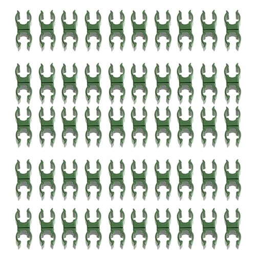 Universal-Kreuzspalier-Verbinder-Clip für Rundrohre, 11 mm, Gewächshaus, Garten, Hof, Blumenbefestigung, Schnalle, Teile grün, 50 Stück (Modell B) von SENRISE