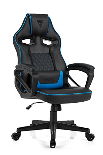 SENSE7 Gaming Knight Bürostuhl Zocker Gamer Ergonomischer Stuhl Armlehne Einteiliger Stahlrahmen Einstellbarer Neigungswinkel Schwarz-Blau, 40-49 x 69,5x60 von SENSE7