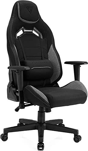 SENSE7 Gaming Stoff Vanguard Bürostuhl Zocker Gamer Ergonomischer Stuhl Armlehne Einteiliger Stahlrahmen Einstellbarer Neigungswinkel Schwarz-Grau, Gummi, 41-49 x 66x58 von SENSE7