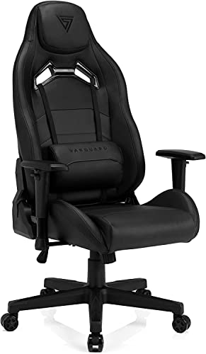 SENSE7 Gaming Vanguard Bürostuhl Zocker Gamer Ergonomischer Stuhl Armlehne Einteiliger Stahlrahmen Einstellbarer Neigungswinkel Schwarz, Kunstleder, 41-49 x 66x58 von SENSE7