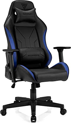 SENSE7 Netrunner Gaming Stuhl, Kunstleder, Schwarz/Blau, Extra Size von SENSE7