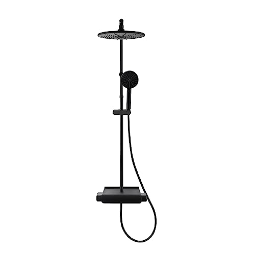 SENSEA - Easy Thermostat-Duschsystem - Schwenkbare Kopfbrause - 3-strahlige Handbrause - Mit Ablage - ABS - PVC - Schwarz - Matt - ACS von SENSEA