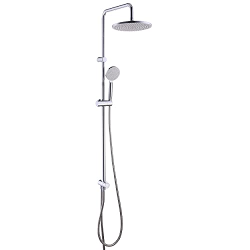 SENSEA - Essential - Duschsstange mit Regendusche und Handbrause - Höhenverstellbar - Duschsset ohne Wasserhahn - Duschsystem ohne Duscharmatur - H. 72/110 cm - Silber - Verchromt - ACS von SENSEA