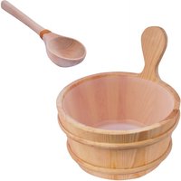 Sentiotec Holzeimer und Holzkelle Basic Sauna-Set Aufgusseimer mit Aufgusskelle von SENTIOTEC