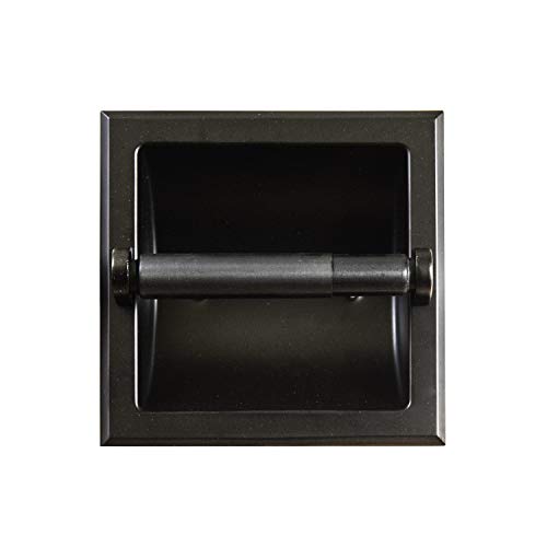 SENTO Classic Black Recessed Toilet Paper Holder Wall Mounted Heavy Duty Metal Toilet Paper Roll Holder with Rear Mounting Bracket, in Wall, Easy Installation, Matte Black von SENTO BETTER HOME BETTER LIFE