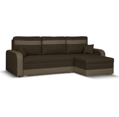 SENTO TRADE Ecksofa mit Schlaffunktion, Bettkasten, L-Form Eckcouch, Schlafsofa, inkl. Hocker, Bonellfederkern, CONDI (braun-Bronze) von SENTO TRADE