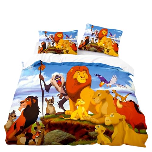 SENTUBILA König Der Löwen Bettwäsche 135x200,Kinder Bettwäsche-Sets,Simba Bettbezug Und Kopfkissenbezug 80x80cm,Kinder Geschenk Lion King (B,135x200cm+80x80cm) von SENTUBILA