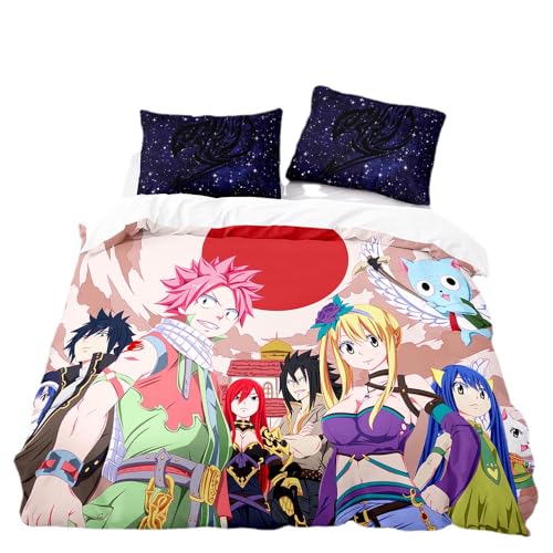 SENTUBILA 3D Faryail Anime Bettwäsche-Set,Bettbezug Jungen,Reißverschluss Und Kissenbezug Kinder Teenager,kinderbettwäsche Anime Deko Für Zimmer (C,155x220cm+80x80cm) von SENTUBILA