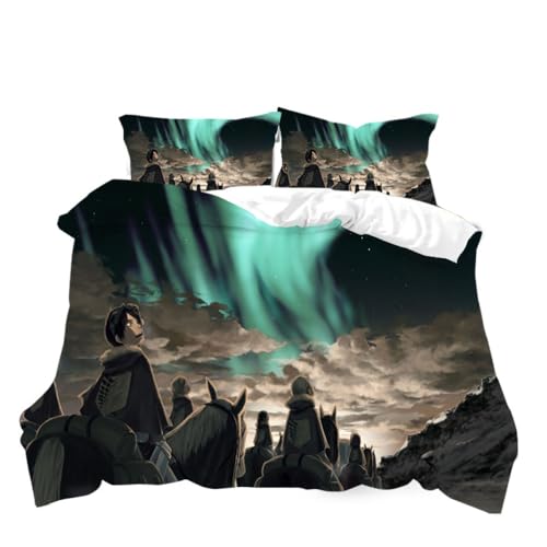 SENTUBILA Attackitans Einzelne Bettwäsche-Set 135 X 200,3D Anime Bettdecke,Bettbezug Und Kissenbezug 80x80cm,Kinderbettausstattung (D,135x200cm+80x80cmx1) von SENTUBILA