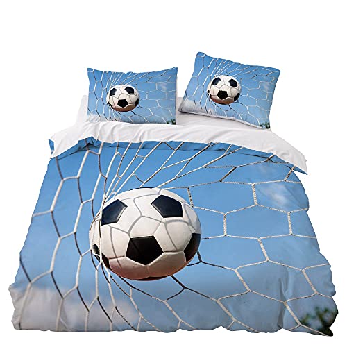 SENTUBILA Bettwäsche-Set, Fußball Motiv, Bettbezug 135 X 200 cm, Kopfkissenbezug 80 X 80 cm,Mikrofaser Bettwäsche Für Jungen Teenager Fußball Sport (A,135x200cm+80x80cm) von SENTUBILA