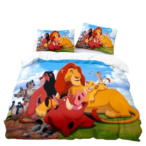 SENTUBILA König Der Löwen Bettwäsche 135x200,Kinder Bettwäsche-Sets,Simba Bettbezug Und Kopfkissenbezug 80x80cm,Kinder Geschenk Lion King (A,135x200cm+75x50cm) von SENTUBILA