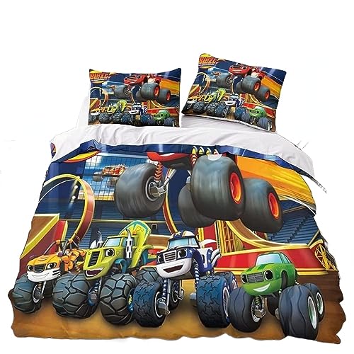 Monster-Maschinen Bettwäsche 135x200 Für Jungen Kinder,Mikrofaser Truck Bettwäsche -Sets,kinderbettwäsche Kissenbezüge 80x80 (B,135x200cm+80x80cm) von SENTUBILA