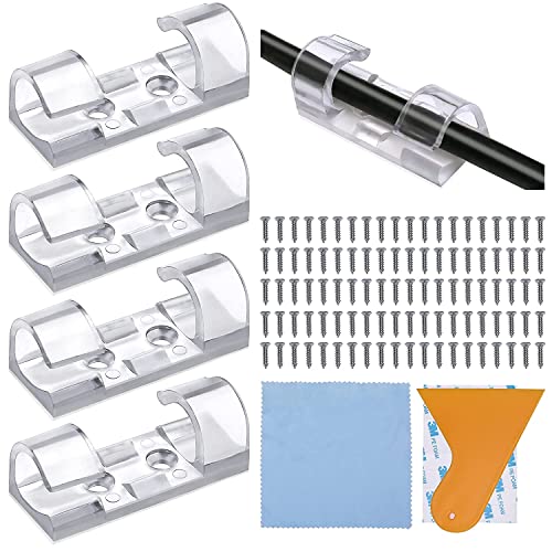 100 Transparent Kabelclips, Kabelhalter Klebende Kabelklemmen Gesicherte Unterlage Selbstklebende Kabelklemme einer Qualität von bis zu 3m zum Desktops TV-Kabelorganisatoren, Ladegeräte, PC usw. von SENXINGYAN