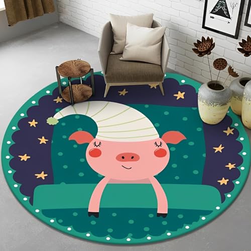 Runder Kinder-Teppich mit Cartoon-Motiv, dicker Flor, superweich, rutschfest, verwendet in Küche, Wohnzimmer, Schlafzimmer, Flur, Waschküche (Farbe: 11, Größe: 119,4 cm) von SENXINWEI