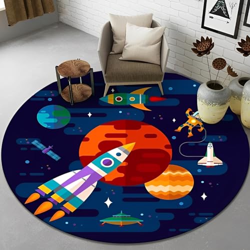 Runder Kinder-Teppich mit Cartoon-Motiv, dicker Flor, superweich, rutschfest, verwendet in Küche, Wohnzimmer, Schlafzimmer, Flur, Waschküche (Farbe: 4, Größe: 160 cm) von SENXINWEI