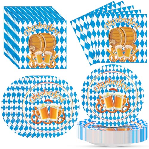 SEPGLITTER 80 Stück Oktoberfest Tischdeko Set, Bayrische Deko mit 7 Zoll Oktoberfest Teller Und Große Servietten für Bayerische Oktoberfestparty Grillfeste Bierfest Outdoor SEPGLITTER 80 Stück Oktoberfest Tischdeko Set, Bayrische Deko mit 7 Zoll Oktoberfest Teller Und Große Servietten für Bayerische Oktoberfestparty Grillfeste Bierfest Outdoor von SEPGLITTER