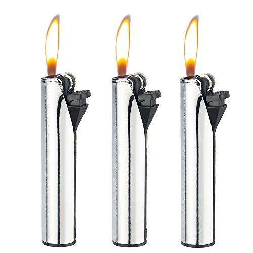 SEPILO Feuerzeug Deluxe Metal mit Soft Flame wiederbefüllbar Normalflamme Feuerzeug Metall Gehäuse (Chrome - 3 Feuerzeuge) von SEPILO