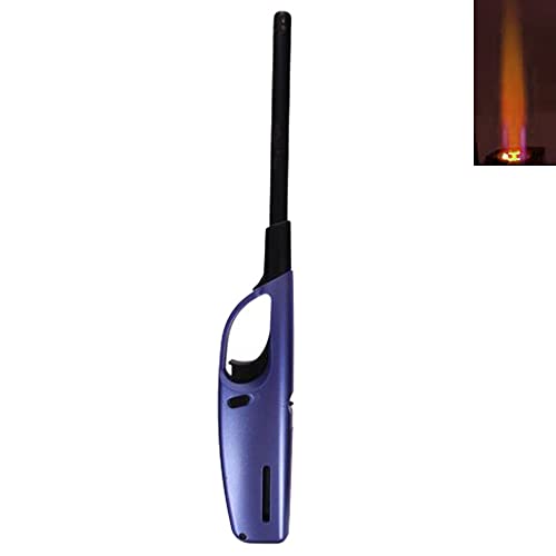 SEPILO Stabfeuerzeug Sturmfeuerzeug Gas Feuerzeug 27,5cm lang windfest mit Turboflamme für Kerzen Herd Ofen Holzbrenner Kamin Camping Gasfeuerzeug Metallic (Blau (1 Feuerzeug)) von Sepilo