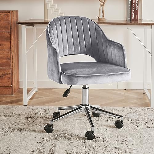 Sepnine Bürostuhl für Zuhause,Swivel Velvet Schreibtischstuhl,Gepolstert Moderne Getuftete Stühle mit Gold Base für Mädchen Frauen Ergonomische Studie Sitz Computer Aufgabe Hocker für Wohnzimmer von Sepnine