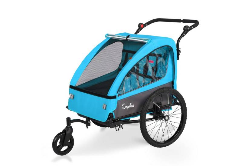 SEPNINE Fahrradkinderanhänger 2 in 1 Faltbarer Fahrradanhänger, 360° Drehbar mit Feder von SEPNINE