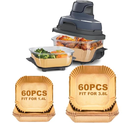 120 Stück Airfryer Backpapier für Ninja CRISPi tragbare Heißluftfritteuse 3,8L & 1,4L FN101EUGY, Backpapier Heißluftfritteuse für Ninja CRISPi FN101EUST, FN101EUSG, Airfryer Zubehör von SEQIAS