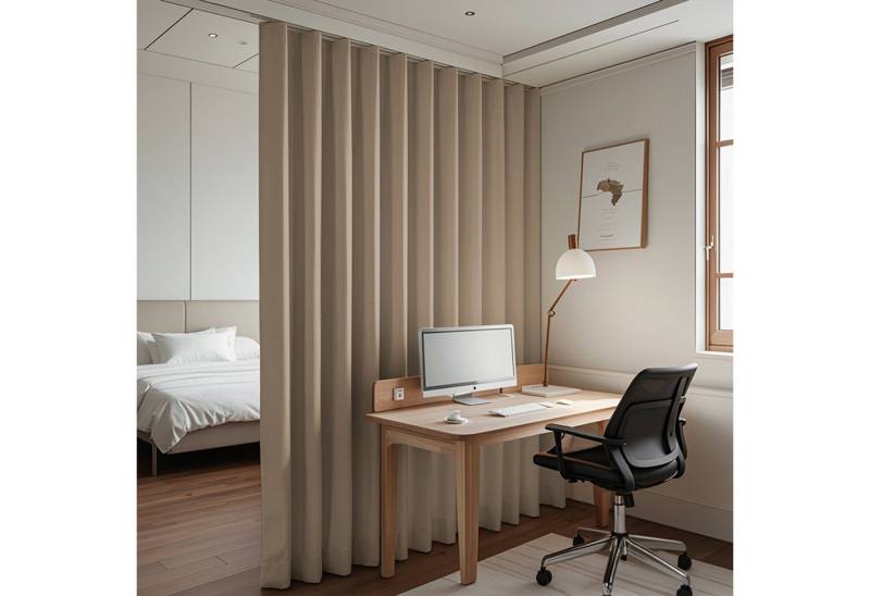 SERBASIC Gardine Extra Breite Gardine, Blickdicht Thermovorhänge, Kälte Raumtrenner, Lichtundurchlässige Vorhänge mit Kräuselband für Schiene, 1 Stück von SERBASIC