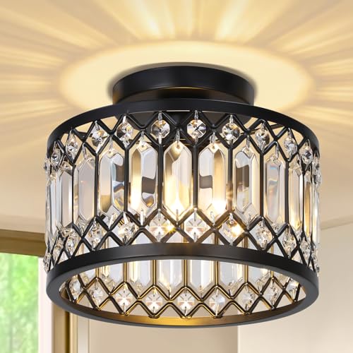 SERBASIC Kristall Deckenlampe Modern Deckenleuchte mit Glühbirne,K9 Metall Rund Deckenleuchte E27 Fassung für Küche Wohnzimmer Schlafzimmer Flur,Ø23cm SERBASIC Kristall Deckenlampe Modern Deckenleuchte mit Glühbirne,K9 Metall Rund Deckenleuchte E27 Fassung für Küche Wohnzimmer Schlafzimmer Flur,Ø23cm von SERBASIC