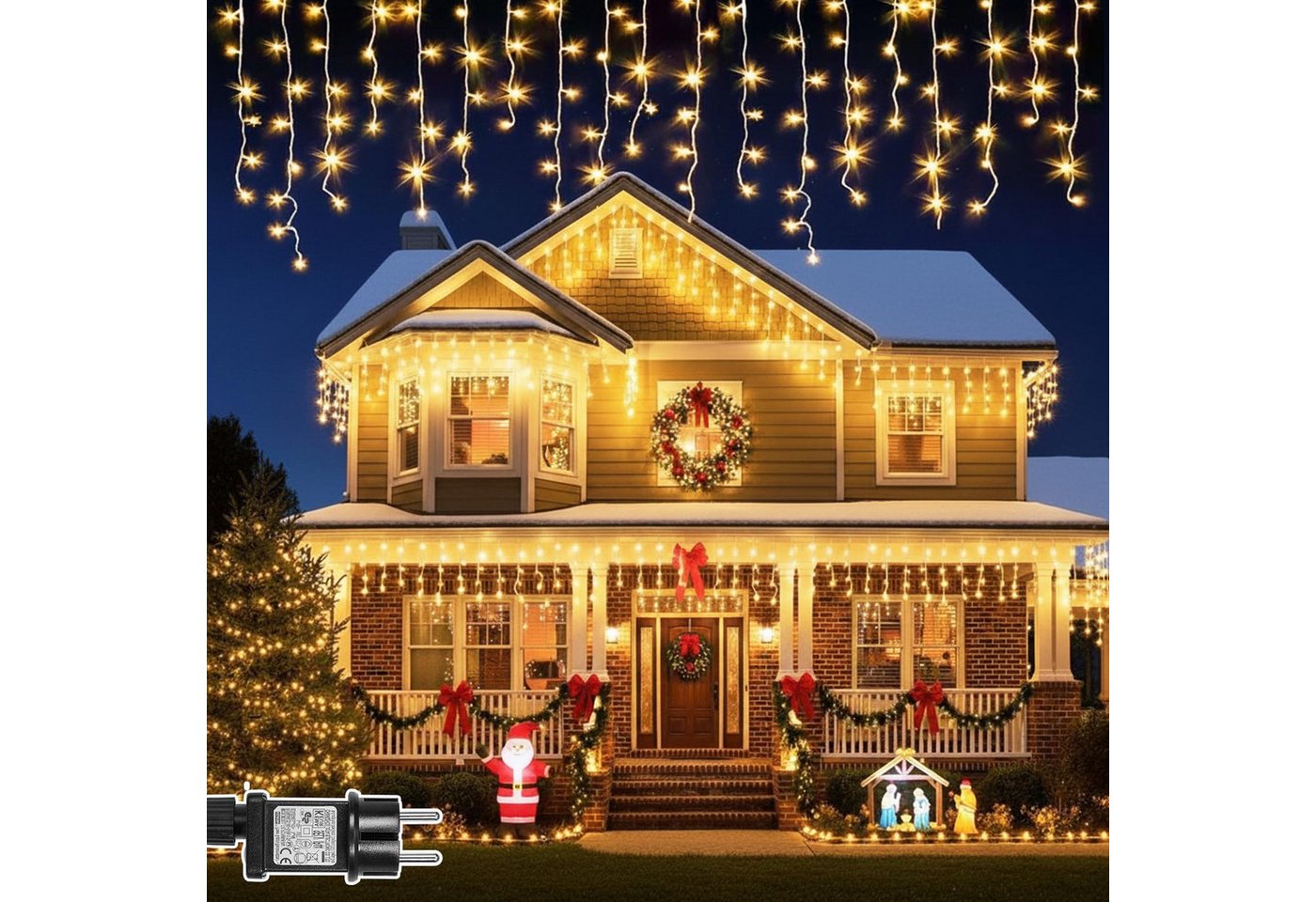 SERBASIC LED-Lichterkette Eisregen Außen, Weihnachtsbeleuchtung mit Timer 8 Modi Lichtervorhang, Anschließbar, für Balkon Geländer Traufe Weihnachtsdeko SERBASIC LED-Lichterkette Eisregen Außen, Weihnachtsbeleuchtung mit Timer 8 Modi Lichtervorhang, Anschließbar, für Balkon Geländer Traufe Weihnachtsdeko von SERBASIC