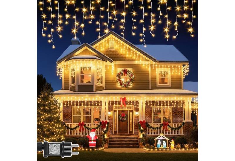 SERBASIC LED-Lichterkette Eisregen Außen, Weihnachtsbeleuchtung mit Timer 8 Modi Lichtervorhang, Anschließbar, für Balkon Geländer Traufe Weihnachtsdeko SERBASIC LED-Lichterkette Eisregen Außen, Weihnachtsbeleuchtung mit Timer 8 Modi Lichtervorhang, Anschließbar, für Balkon Geländer Traufe Weihnachtsdeko von SERBASIC