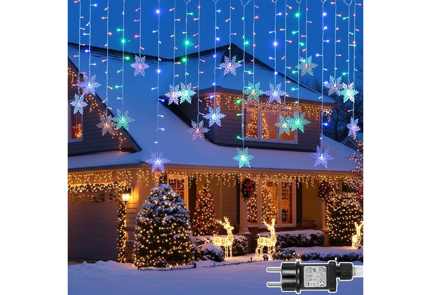 SERBASIC LED-Lichterkette Innen, LED Schneeflocke Lichtervorhang, Weihnachtsdeko, 8 Modi & Timer, Weihnachts Lichterkette für Fenster,Balkon & Innen/Außen Deko SERBASIC LED-Lichterkette Innen, LED Schneeflocke Lichtervorhang, Weihnachtsdeko, 8 Modi & Timer, Weihnachts Lichterkette für Fenster,Balkon & Innen/Außen Deko von SERBASIC