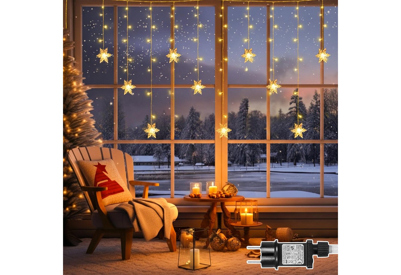 SERBASIC LED-Lichterkette Innen, LED Schneeflocke Lichtervorhang, Weihnachtsdeko, 8 Modi & Timer, Weihnachts Lichterkette für Fenster,Balkon & Innen/Außen Deko SERBASIC LED-Lichterkette Innen, LED Schneeflocke Lichtervorhang, Weihnachtsdeko, 8 Modi & Timer, Weihnachts Lichterkette für Fenster,Balkon & Innen/Außen Deko von SERBASIC