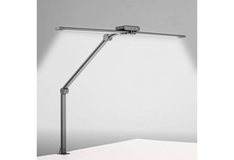 SERBASIC LED Schreibtischlampe 24W Doppelkopf Schreibtischlampe Klemmbar für büro, 5 Farbmodi, Augenschutz Monitorlampe, 80CM von SERBASIC
