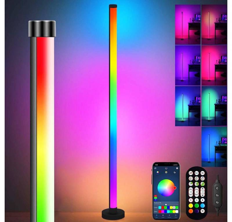 SERBASIC LED Stehlampe RGBIC Smart LED Stehlampe mit 16 Millionen Farben & Bluetooth App, Dynamische & Musik-Modi, Fernbedienung, für Wohnzimmer, Party von SERBASIC