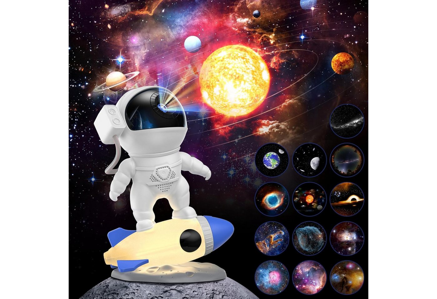 SERBASIC LED-Sternenhimmel HD Planetarium Astronaut Projektor, Dimmbar, Filmprojektionslampe, Timer, 360°drehbarer Nachtlichter, Augenschutz, 13-in-1 SERBASIC LED-Sternenhimmel HD Planetarium Astronaut Projektor, Dimmbar, Filmprojektionslampe, Timer, 360°drehbarer Nachtlichter, Augenschutz, 13-in-1 von SERBASIC