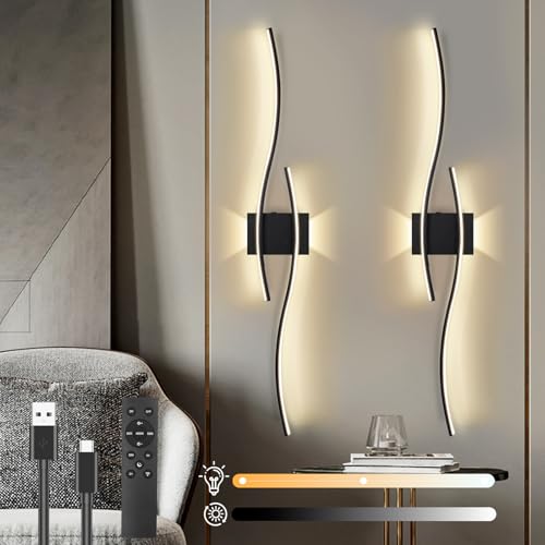 SERBASIC LED Wandleuchte Innen, Akku Wandlampe Innen mit Fernbedienung Modern Wandlicht mit Dimmbar&Timing-Funktionen Kabellose Wandleuchte für Wohnzimmer Schlafzimmer Flur Treppen, 2 Stück, 100CM SERBASIC LED Wandleuchte Innen, Akku Wandlampe Innen mit Fernbedienung Modern Wandlicht mit Dimmbar&Timing-Funktionen Kabellose Wandleuchte für Wohnzimmer Schlafzimmer Flur Treppen, 2 Stück, 100CM von SERBASIC