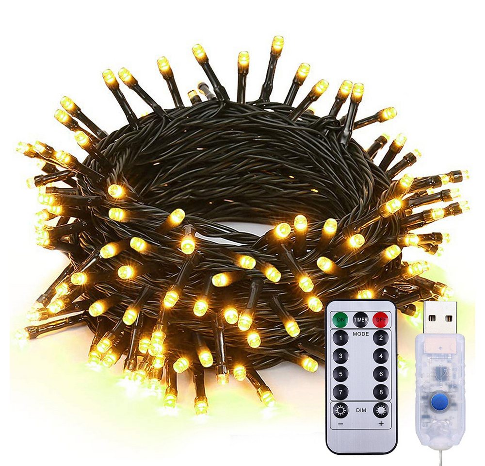 SERBASIC Lichterkette 8 Modi LED Lichterkette mit Fernbedienung für Garten Weihnachten, 5-100M, Timer Speicherfunktion, Grünes Kabel, mit USB/EU Stecker SERBASIC Lichterkette 8 Modi LED Lichterkette mit Fernbedienung für Garten Weihnachten, 5-100M, Timer Speicherfunktion, Grünes Kabel, mit USB/EU Stecker von SERBASIC