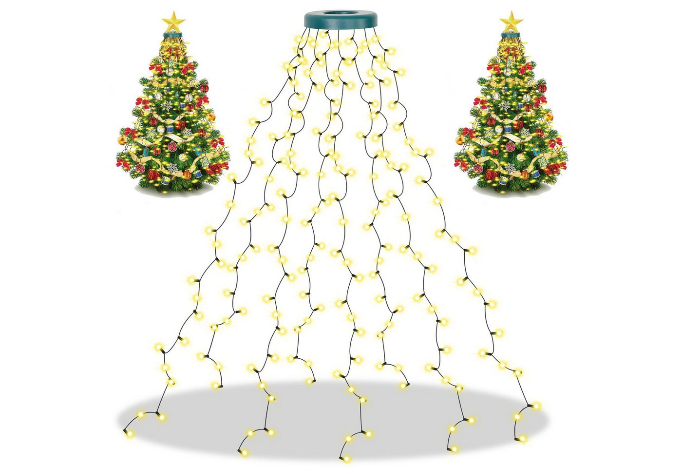 SERBASIC Lichterkette Christbaumbeleuchtung mit Ring und Stecker, 2M/3M, 8 Modi,Timer, Warmweiß LEDs Lichterkette Überwurf für Inne&Außen Weihnachtsbaum SERBASIC Lichterkette Christbaumbeleuchtung mit Ring und Stecker, 2M/3M, 8 Modi,Timer, Warmweiß LEDs Lichterkette Überwurf für Inne&Außen Weihnachtsbaum von SERBASIC