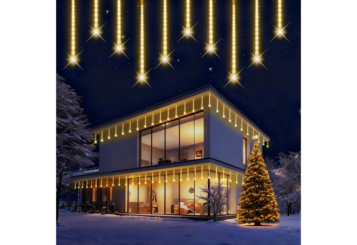 SERBASIC Lichterkette Meteorschauer Regen Lichter, Weihnachtsbeleuchtung Schneefall Lichter, Fallende Lichterkette Für Außen Innen Hochzeit Garten Bäume Deko SERBASIC Lichterkette Meteorschauer Regen Lichter, Weihnachtsbeleuchtung Schneefall Lichter, Fallende Lichterkette Für Außen Innen Hochzeit Garten Bäume Deko von SERBASIC