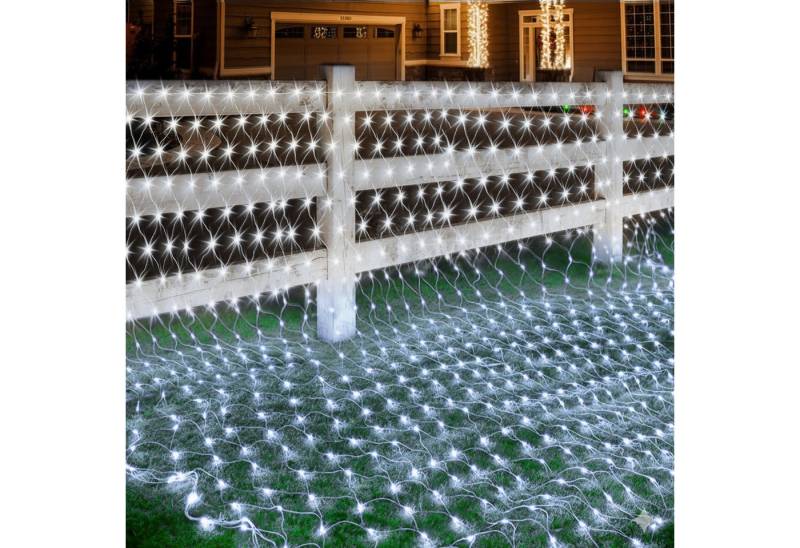 SERBASIC Lichternetz 31V DC Mesh Lichtervorhang mit Stecker, 8 Modi, Speicherfunktion, Timer für Weihnachten Party Garten Indoor Draussen von SERBASIC