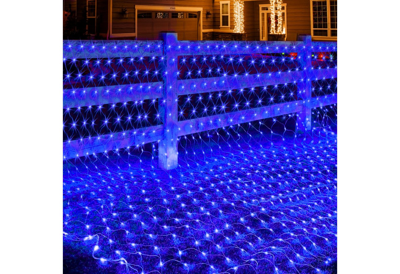 SERBASIC Lichternetz 31V DC Mesh Lichtervorhang mit Stecker, 8 Modi, Speicherfunktion, Timer für Weihnachten Party Garten Indoor Draussen von SERBASIC