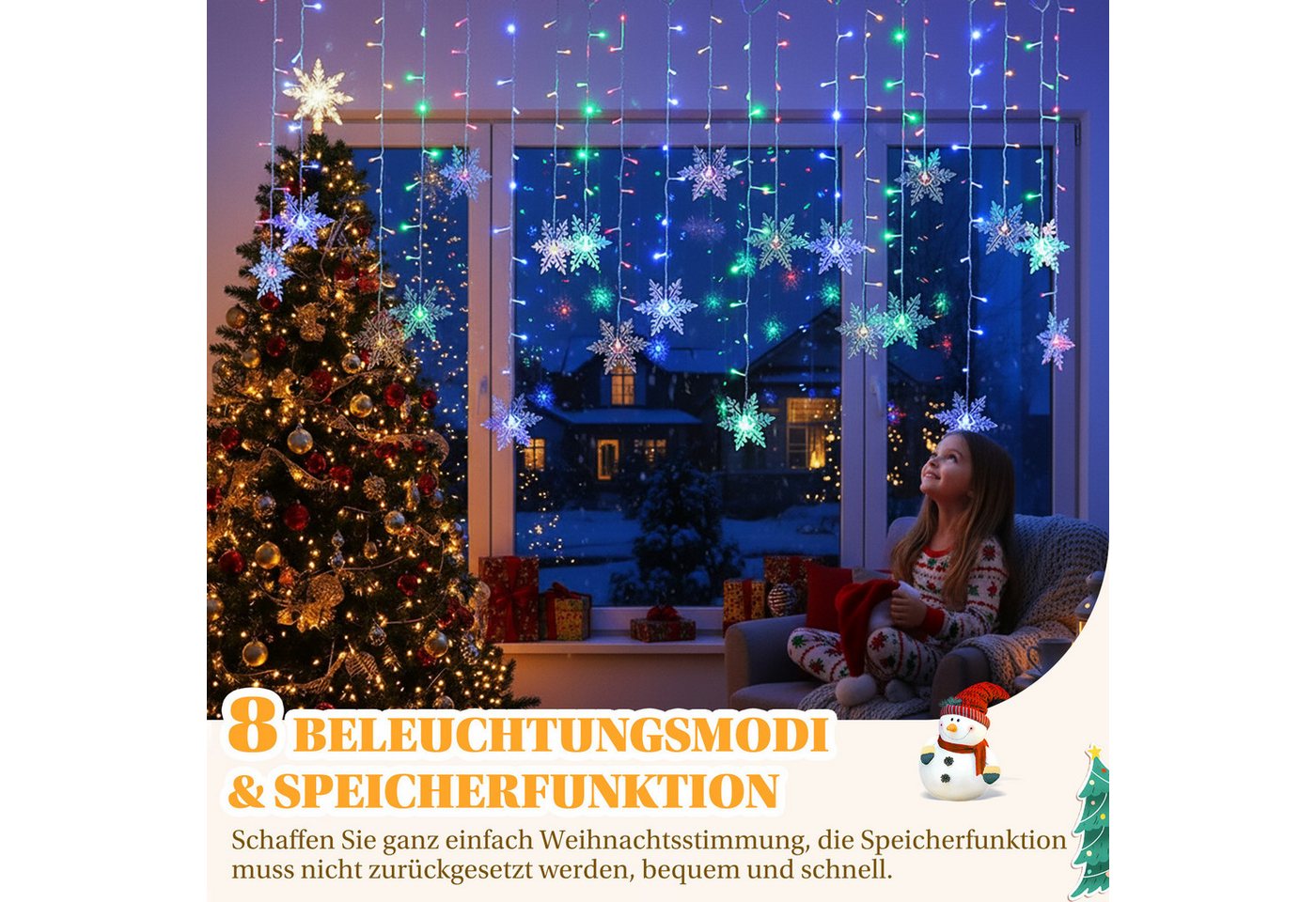 SERBASIC Lichtervorhang LED Schneeflocke Lichterkette Innen, mit 8 Modi und Speicherfunktion, Timer Weihnachtsbeleuchtung, für Außen Fenster, Hochzeit, Balkon SERBASIC Lichtervorhang LED Schneeflocke Lichterkette Innen, mit 8 Modi und Speicherfunktion, Timer Weihnachtsbeleuchtung, für Außen Fenster, Hochzeit, Balkon von SERBASIC