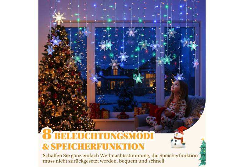 SERBASIC Lichtervorhang LED Schneeflocke Lichterkette Innen, mit 8 Modi und Speicherfunktion, Timer Weihnachtsbeleuchtung, für Außen Fenster, Hochzeit, Balkon SERBASIC Lichtervorhang LED Schneeflocke Lichterkette Innen, mit 8 Modi und Speicherfunktion, Timer Weihnachtsbeleuchtung, für Außen Fenster, Hochzeit, Balkon von SERBASIC